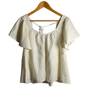 Old Navy Cream Women's BlouseTop Linen Blend